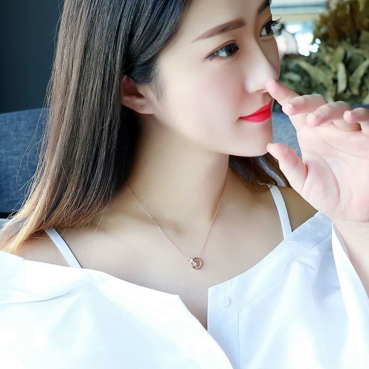 Полное гальваническое ожерелье из титановой стали 18K с римскими цифрами и двойным кольцом, доступное роскошное нишевое...