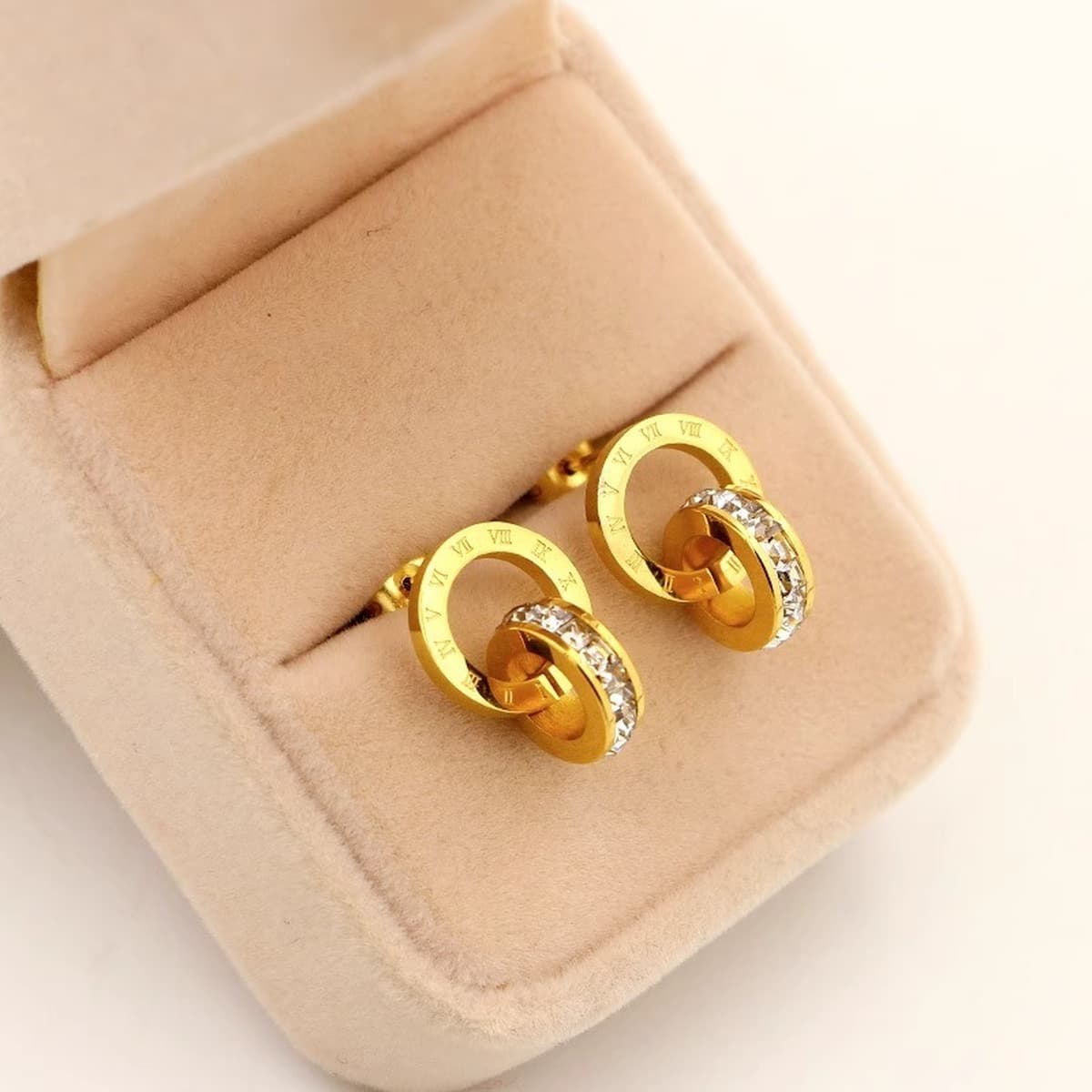 Полное гальваническое ожерелье из титановой стали 18K с римскими цифрами и двойным кольцом, доступное роскошное нишевое...