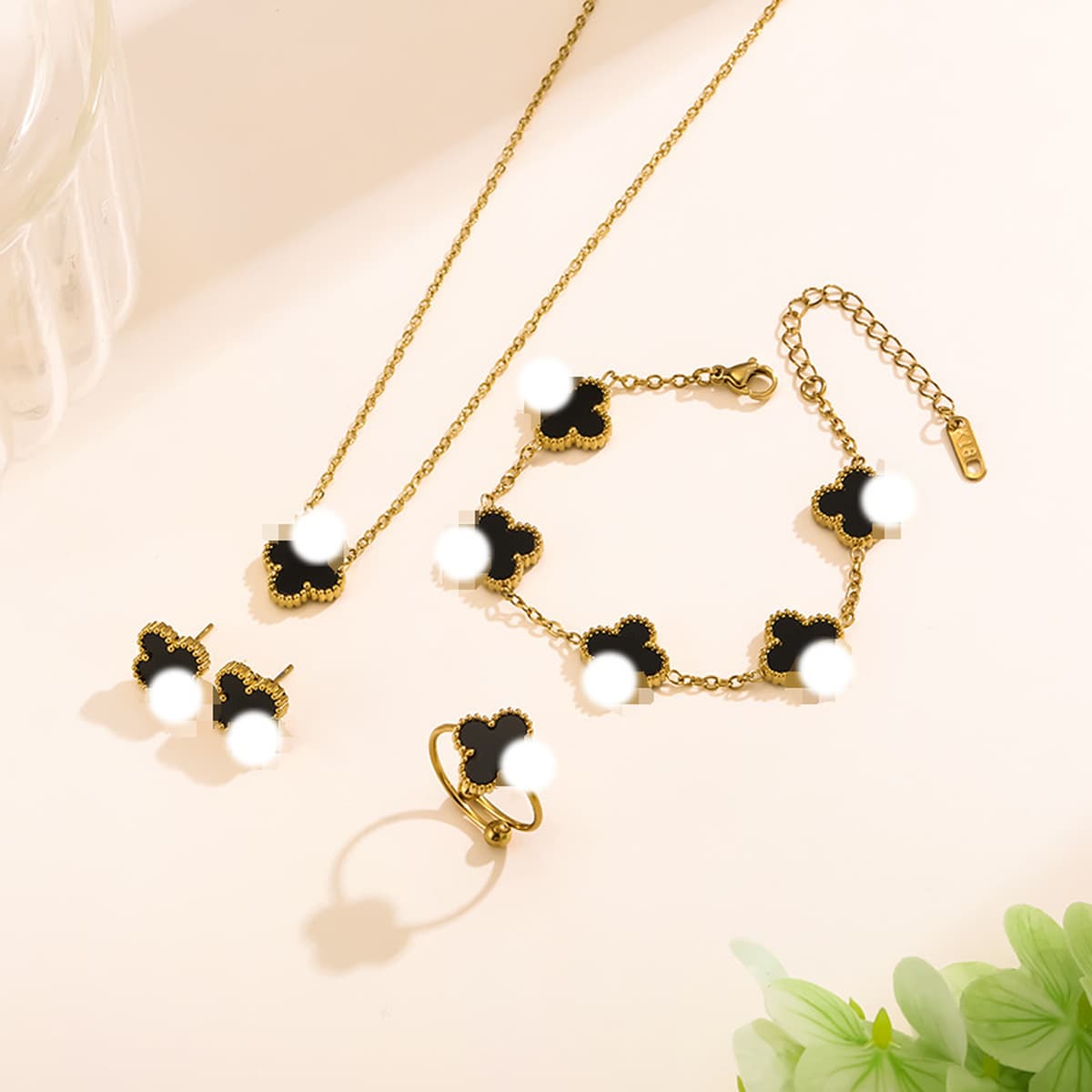 Популярный набор из трех предметов: колье, браслет и серьги с четырехлистным клевером 13 мм, универсальный клевер с...