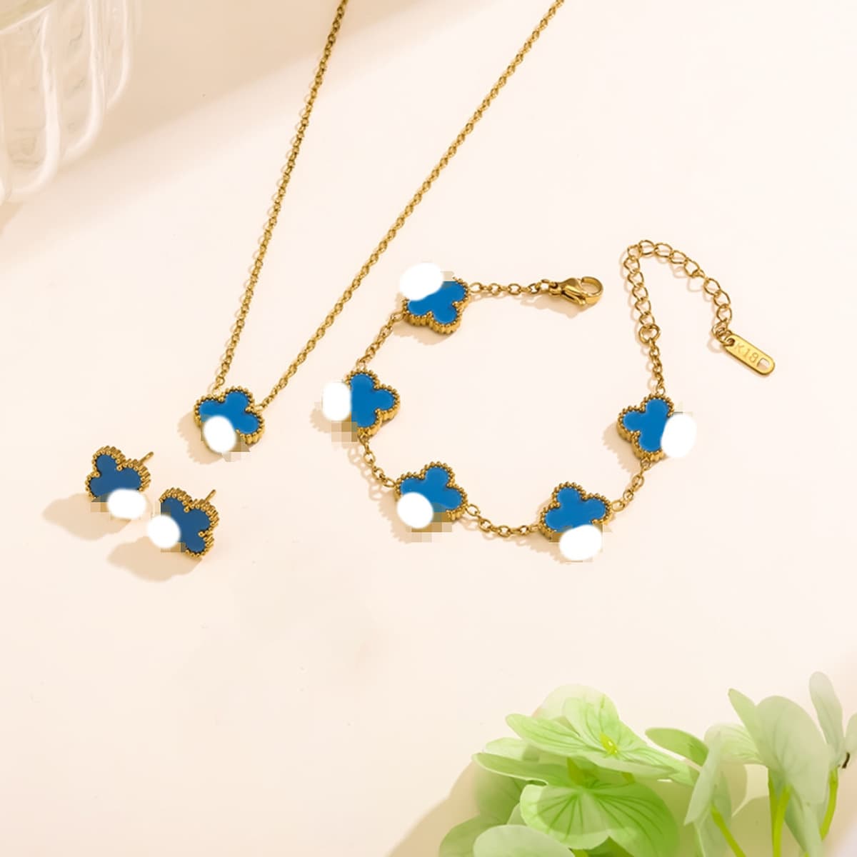 Популярный набор из трех предметов: колье, браслет и серьги с четырехлистным клевером 13 мм, универсальный клевер с...