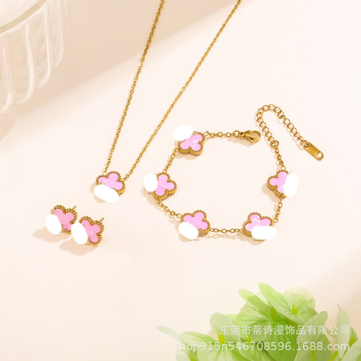 Популярный набор из трех предметов: колье, браслет и серьги с четырехлистным клевером 13 мм, универсальный клевер с...