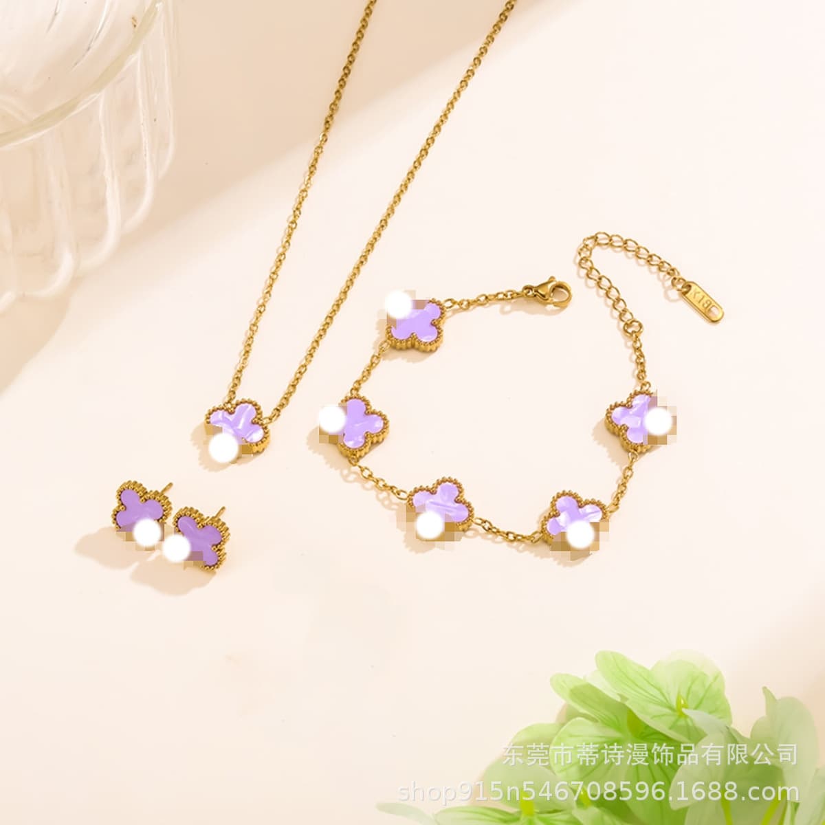 Популярный набор из трех предметов: колье, браслет и серьги с четырехлистным клевером 13 мм, универсальный клевер с...