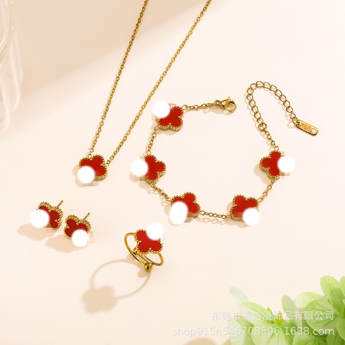 Популярный набор из трех предметов: колье, браслет и серьги с четырехлистным клевером 13 мм, универсальный клевер с...