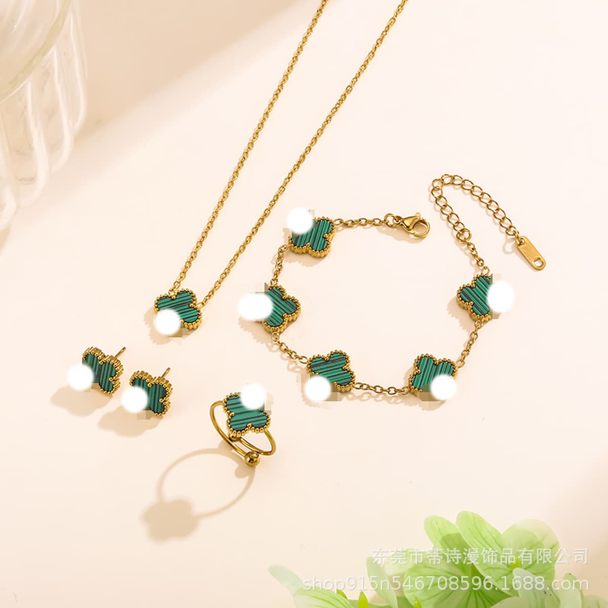 Популярный набор из трех предметов: колье, браслет и серьги с четырехлистным клевером 13 мм, универсальный клевер с...