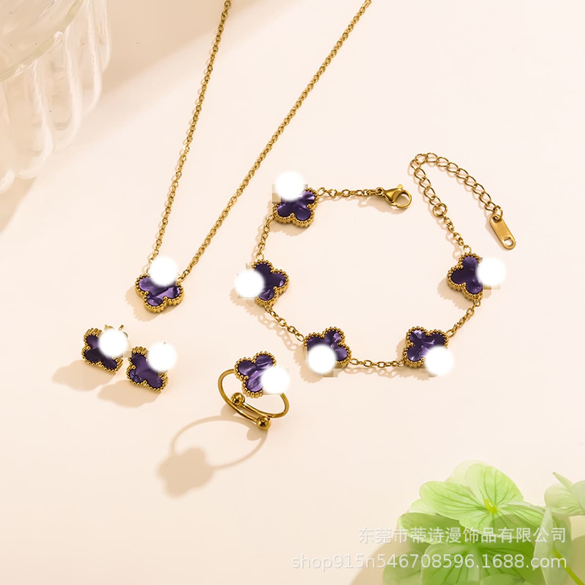 Популярный набор из трех предметов: колье, браслет и серьги с четырехлистным клевером 13 мм, универсальный клевер с...