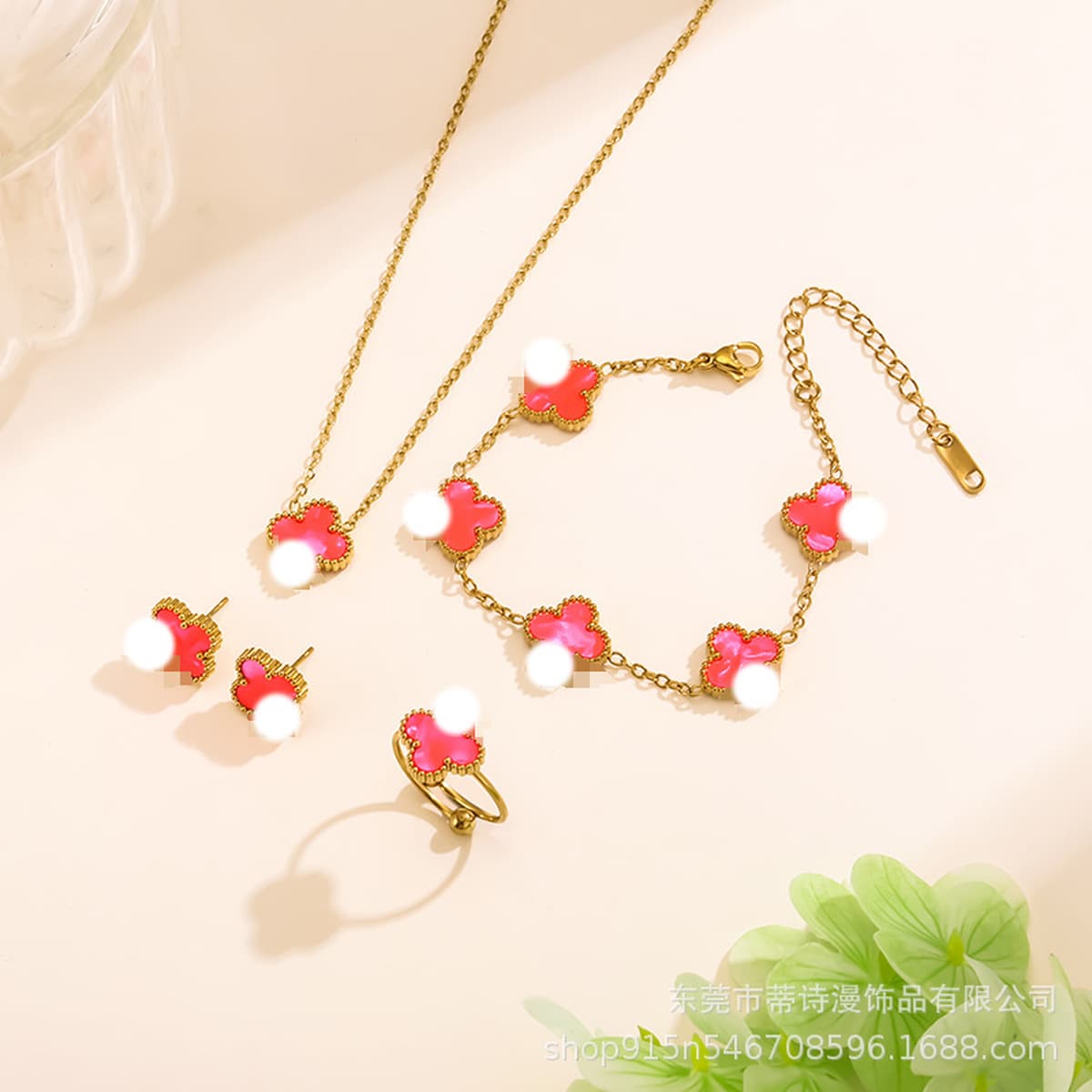 Популярный набор из трех предметов: колье, браслет и серьги с четырехлистным клевером 13 мм, универсальный клевер с...