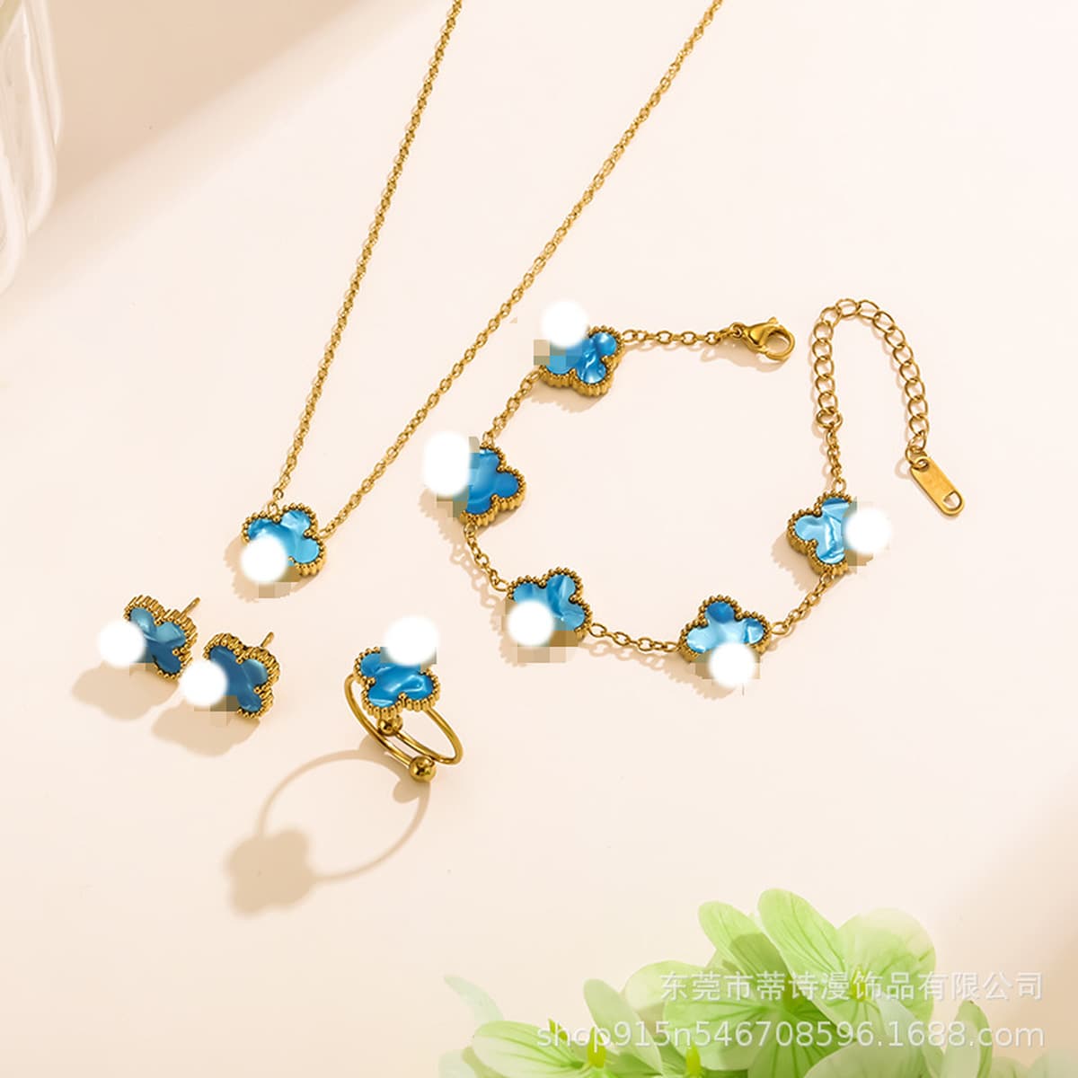 Популярный набор из трех предметов: колье, браслет и серьги с четырехлистным клевером 13 мм, универсальный клевер с...