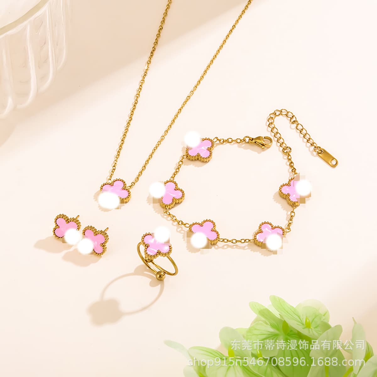 Популярный набор из трех предметов: колье, браслет и серьги с четырехлистным клевером 13 мм, универсальный клевер с...