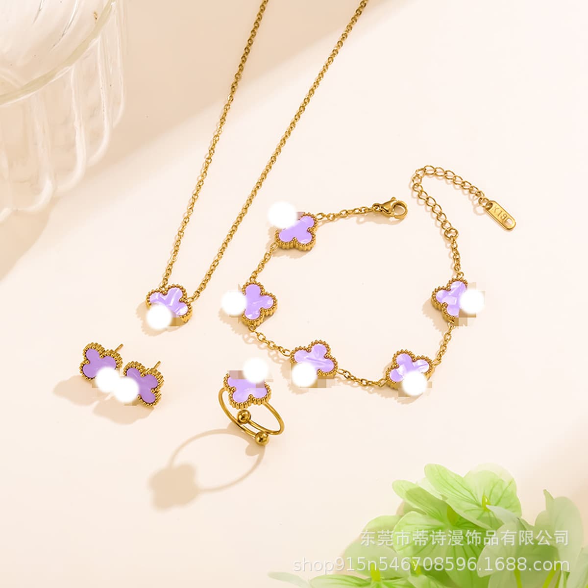 Популярный набор из трех предметов: колье, браслет и серьги с четырехлистным клевером 13 мм, универсальный клевер с...