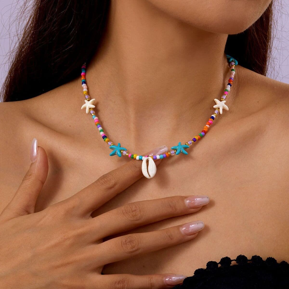 Amazon новый богемный стиль многослойная оболочка ожерелье женская мода рисовый жемчуг ожерелье ключица набор оптом