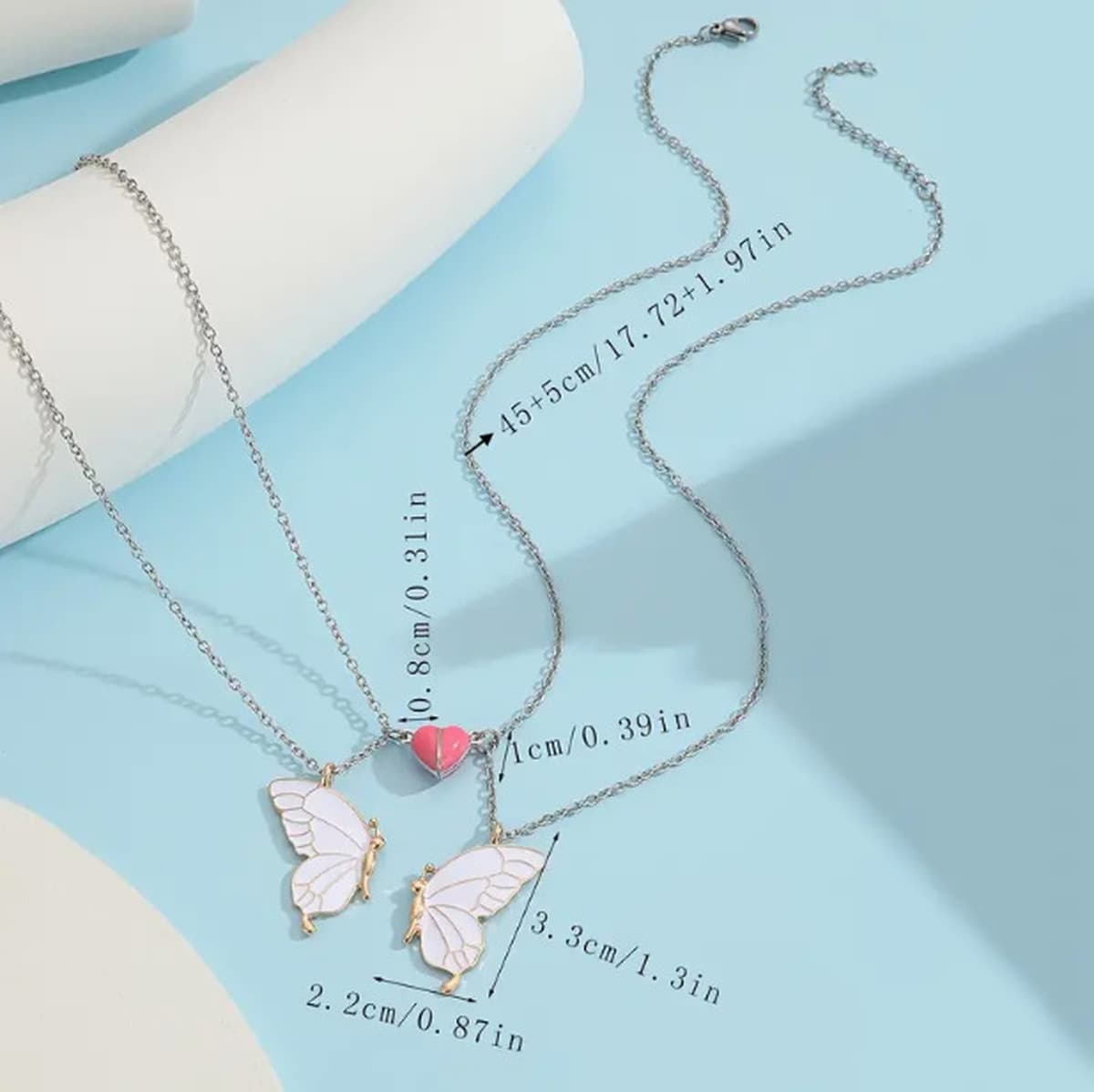 Новый комплект подвесок Amazon с двойной бабочкой и масляной каплей, комплект дружбы, цепочка на ключицу, светящееся...