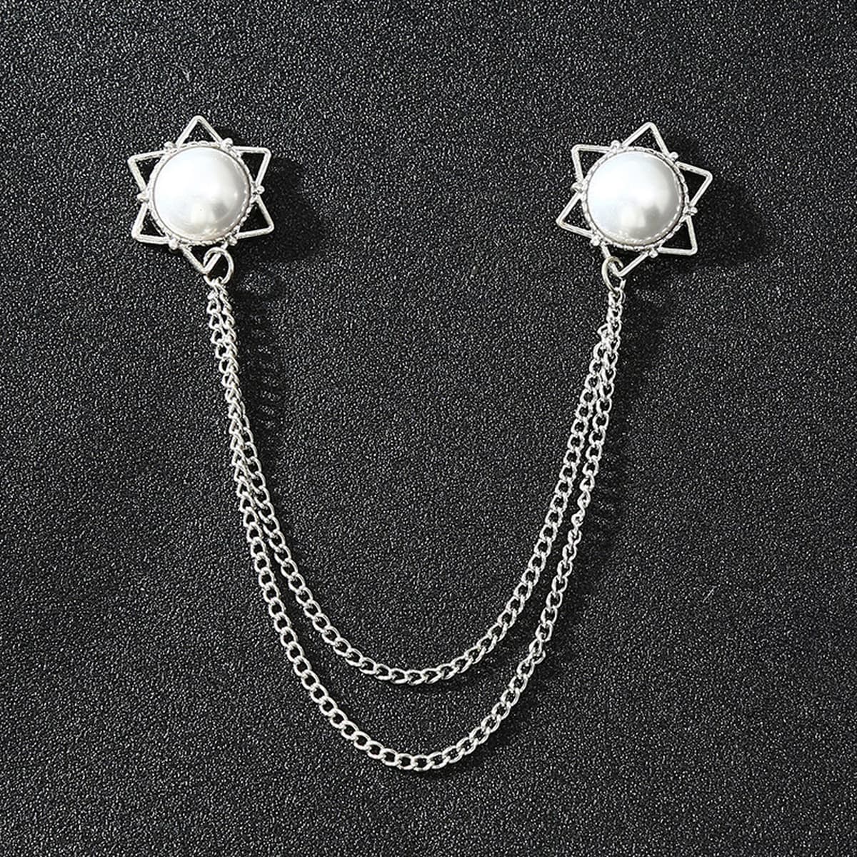 Амазонка трансграничная Горячая продажа Мужская популярная брошь-цепочка шестиконечная звезда Рубин рубашка вырез воротник...