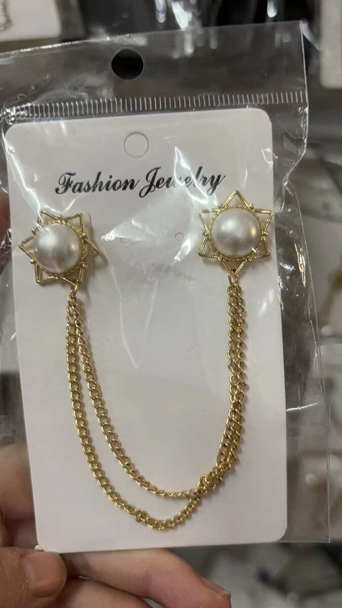 Амазонка трансграничная Горячая продажа Мужская популярная брошь-цепочка шестиконечная звезда Рубин рубашка вырез воротник...