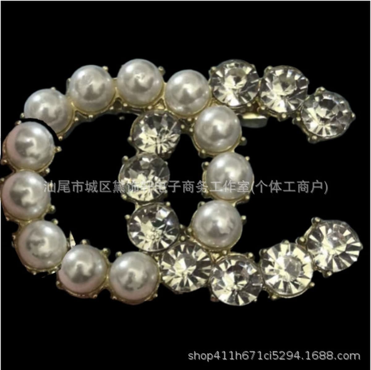 Брошь Chanel Double C с полным алмазным паве, квадратная брошь с бриллиантами и жемчугом, брошь-камелия Chanel, маленькая...