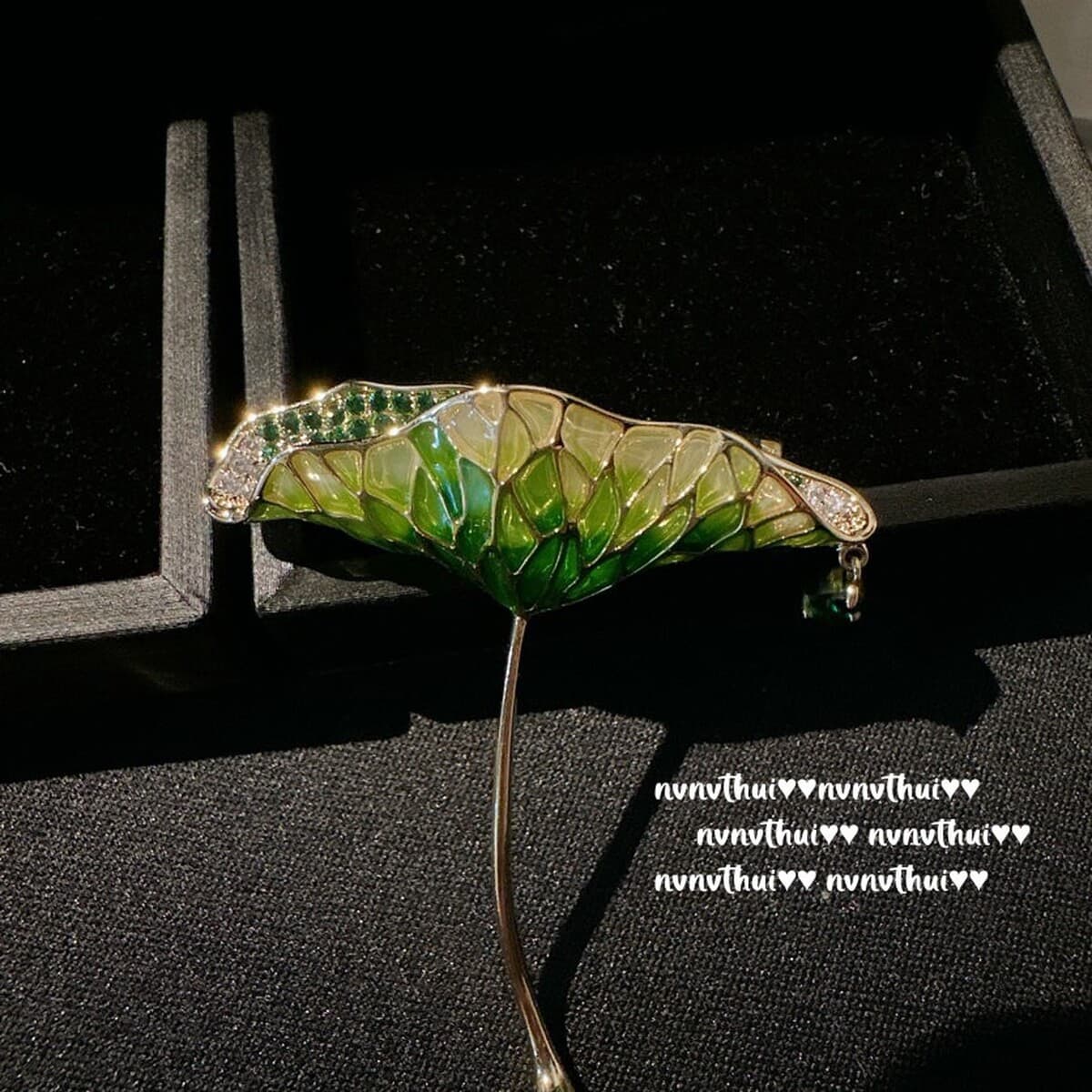 Мохито Изумрудная Роза Брошь Винтаж 18 карат позолоченный градиент зеленый лист лотоса циркона