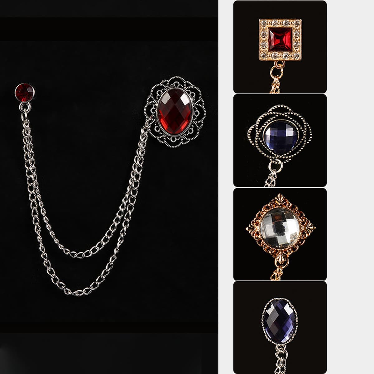 Зимний новый модный рубиновый свитер цепочка броши темперамент элегантный коктейльный костюм дикий корсаж