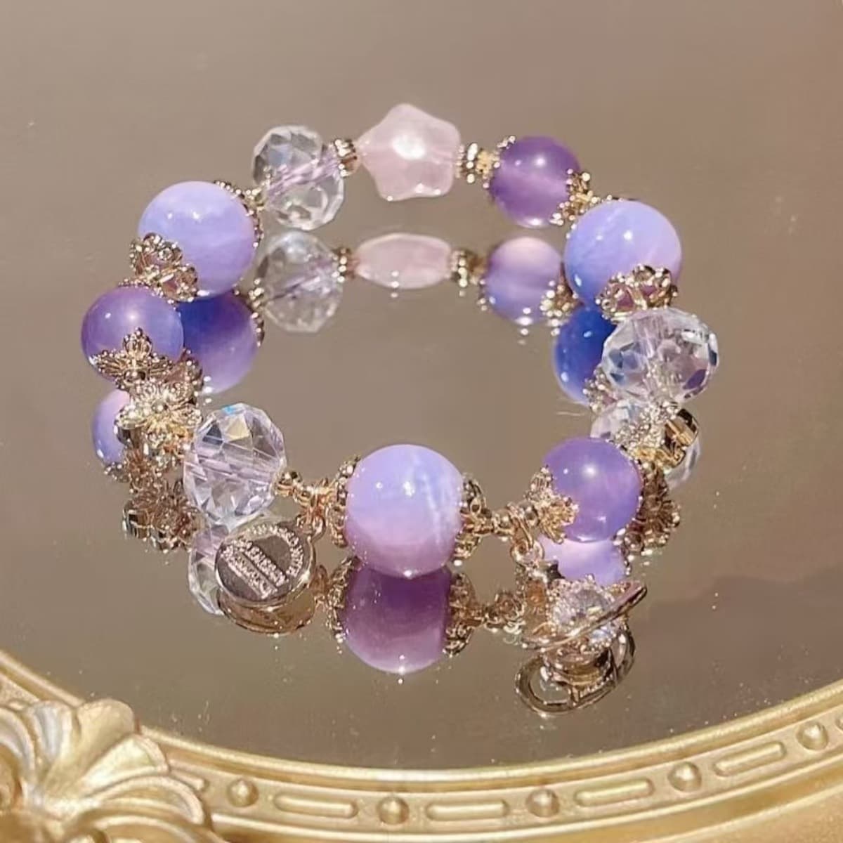 Кит падает со звездным небом голубой тигровый глаз синий кристалл обсидиан хрустальный браслет браслет сливочный конь...