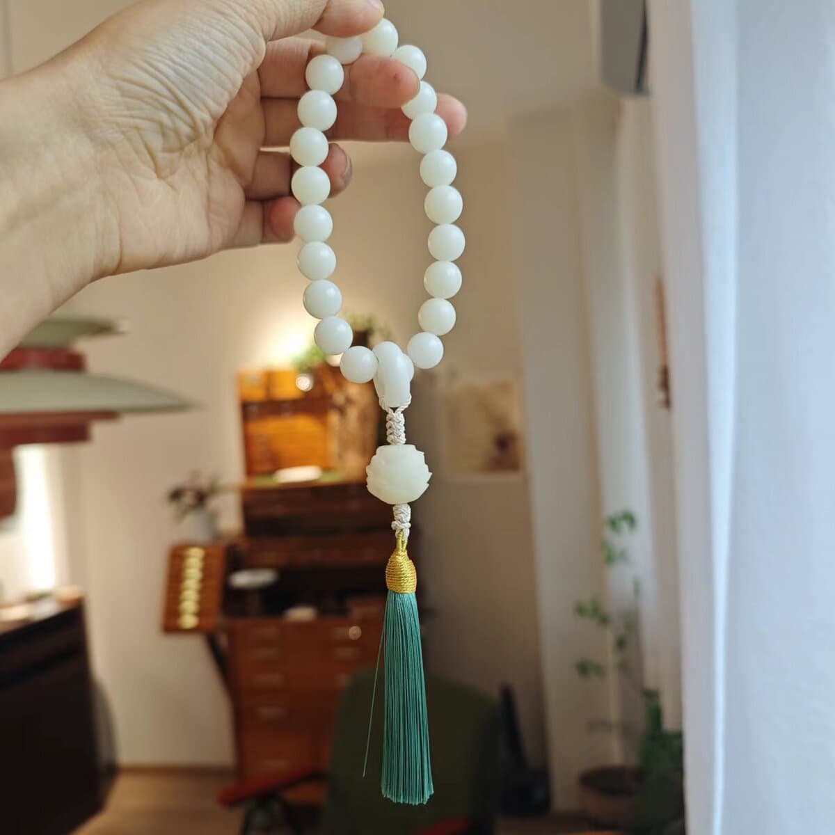 Qiyi ювелирные изделия оригинальный натуральный корень Бодхи браслет Белый нефрит Бодхи 108 бусин четки Бодхи браслет