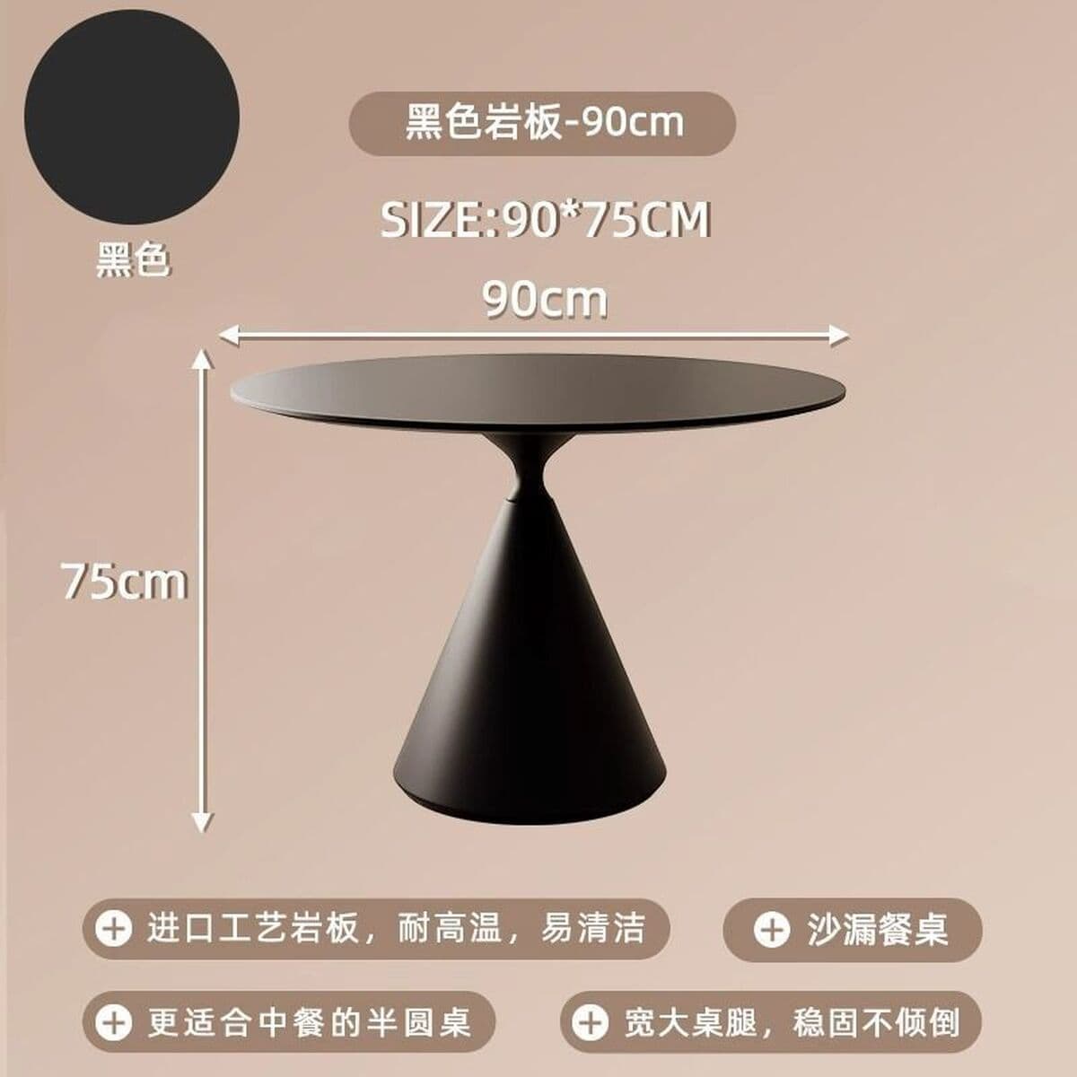 Круглый обеденный стол из сланца для дома, современный простой круглый стол для маленькой квартиры, комплект обеденного...