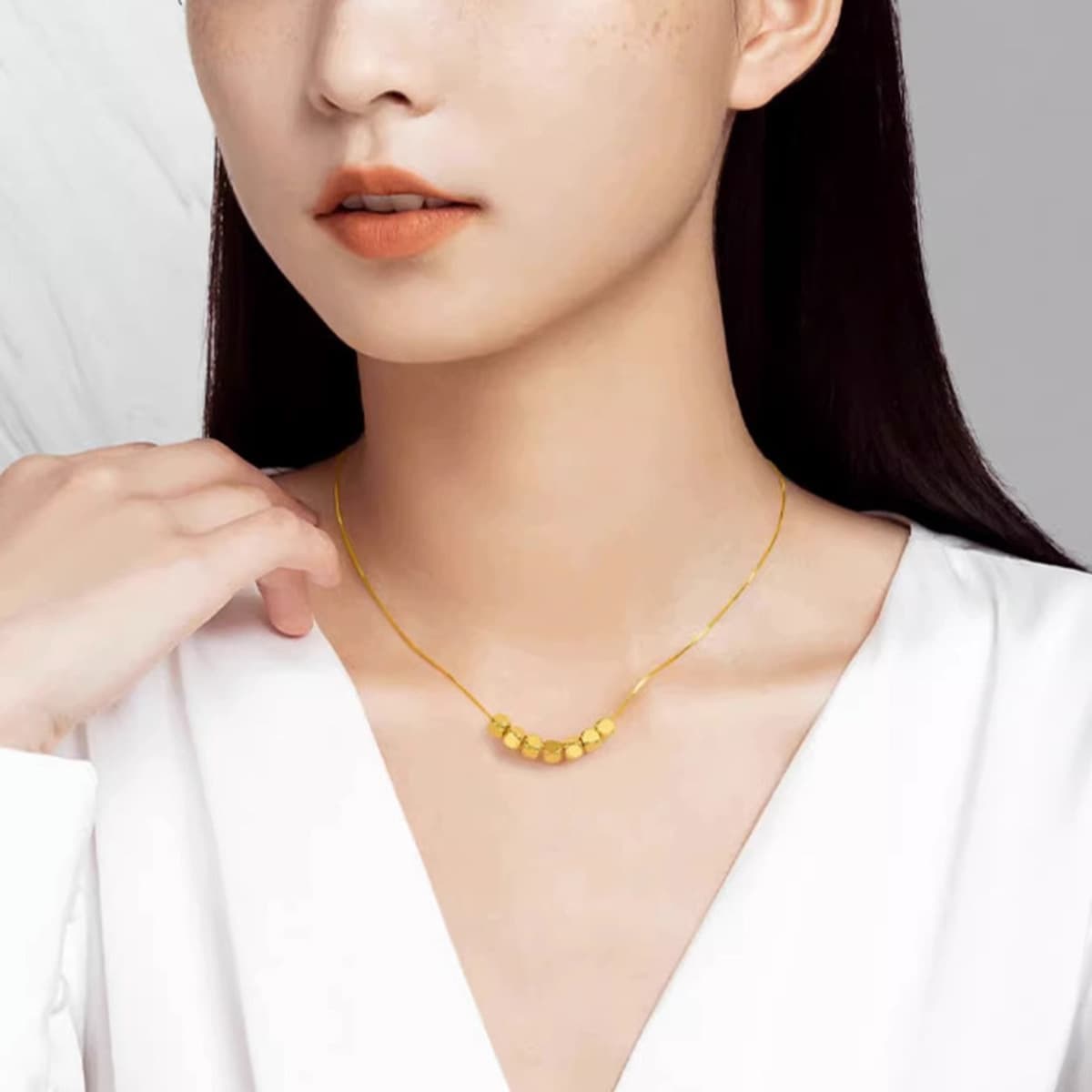 Маленькое ожерелье в виде кубика сахара, кулон из чистого золота 999 пробы, чистое золото, 3D твердые золотые переносные...