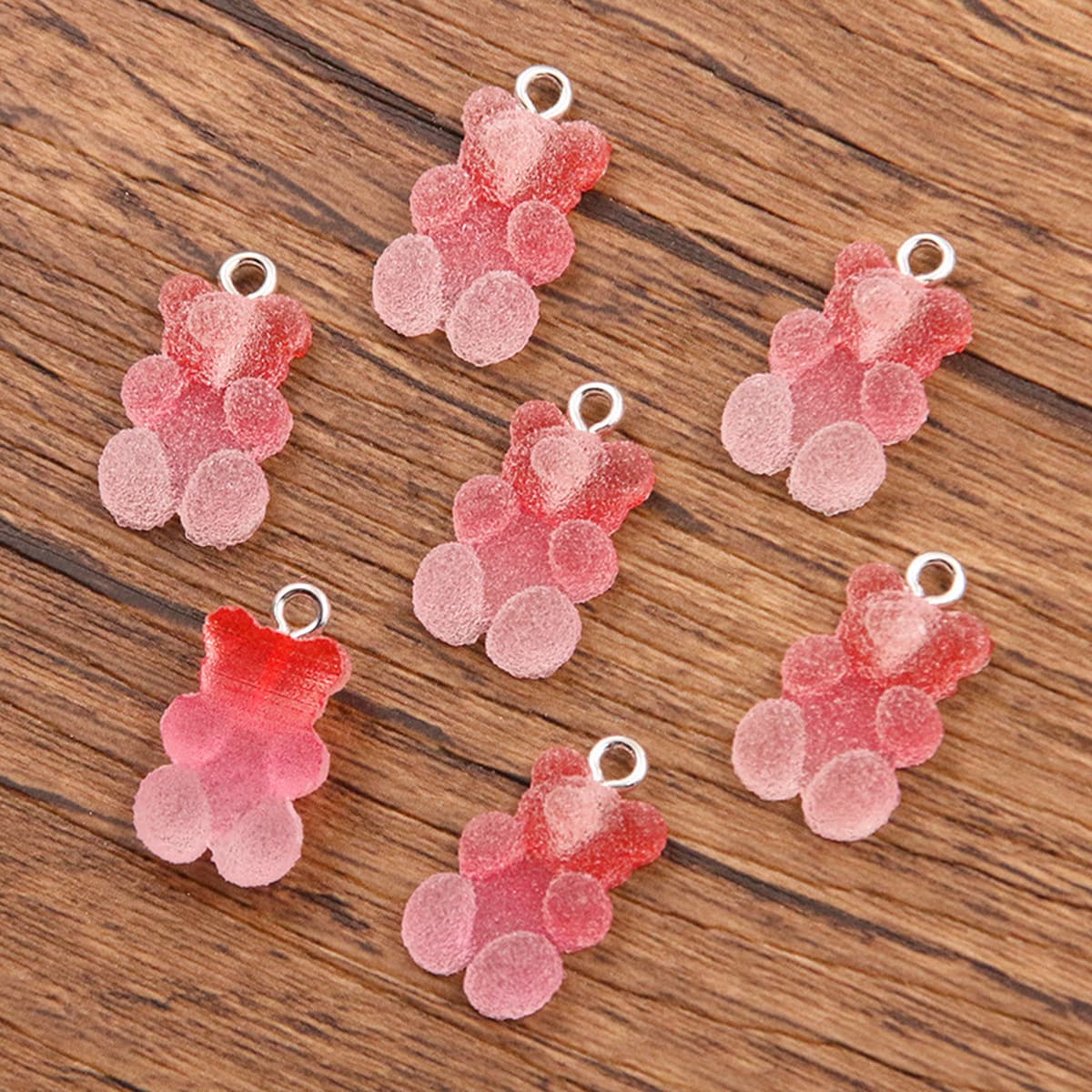 3 DIY аксессуары из смолы градиент медведь персик сердце кулон Смола Шарм Кулон багажное ожерелье аксессуары