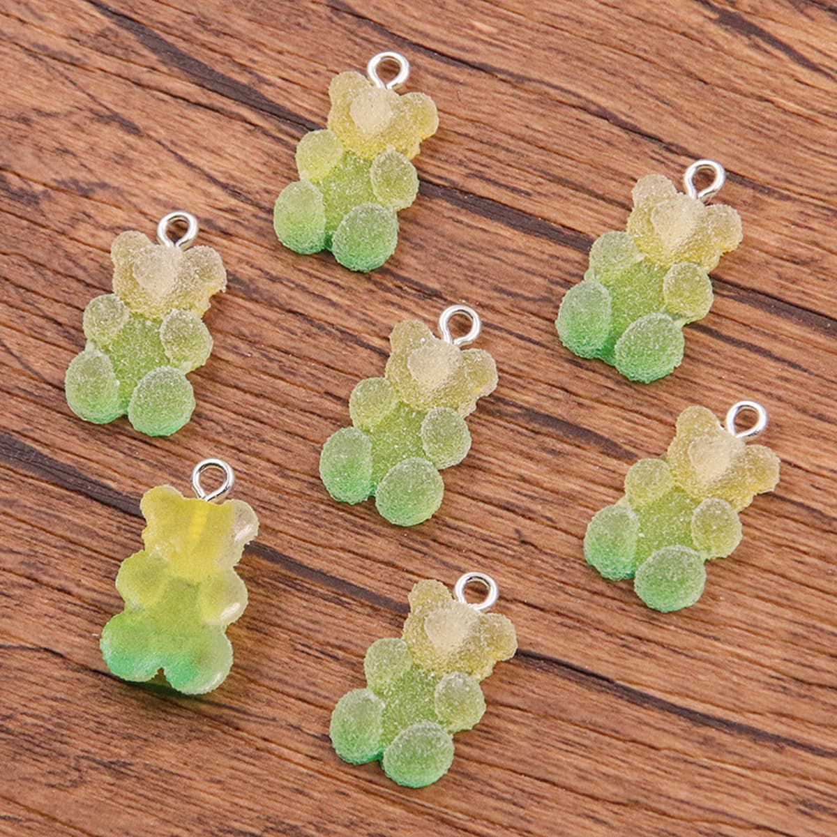 3 DIY аксессуары из смолы градиент медведь персик сердце кулон Смола Шарм Кулон багажное ожерелье аксессуары