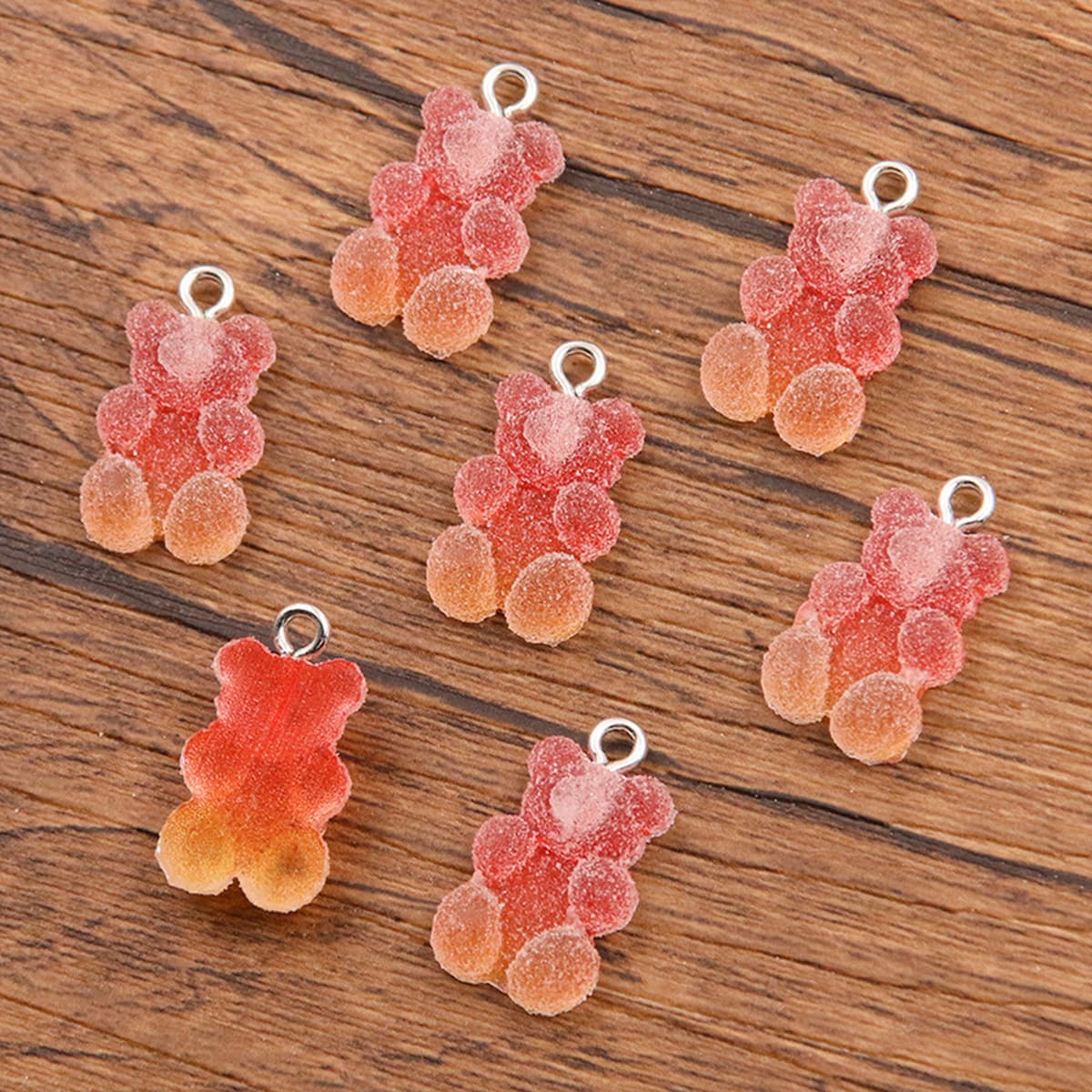 3 DIY аксессуары из смолы градиент медведь персик сердце кулон Смола Шарм Кулон багажное ожерелье аксессуары
