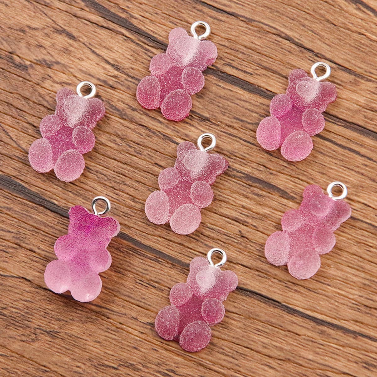 3 DIY аксессуары из смолы градиент медведь персик сердце кулон Смола Шарм Кулон багажное ожерелье аксессуары