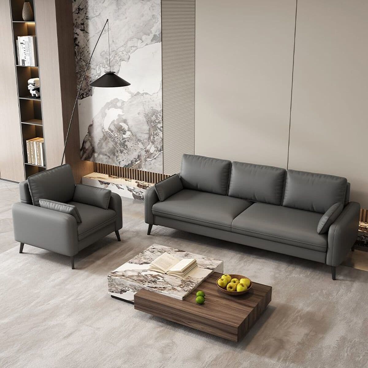 Легкий роскошный простой двойной трехместный диван для маленькой квартиры, гостиной, аренды квартиры, отеля, зоны отдыха,...