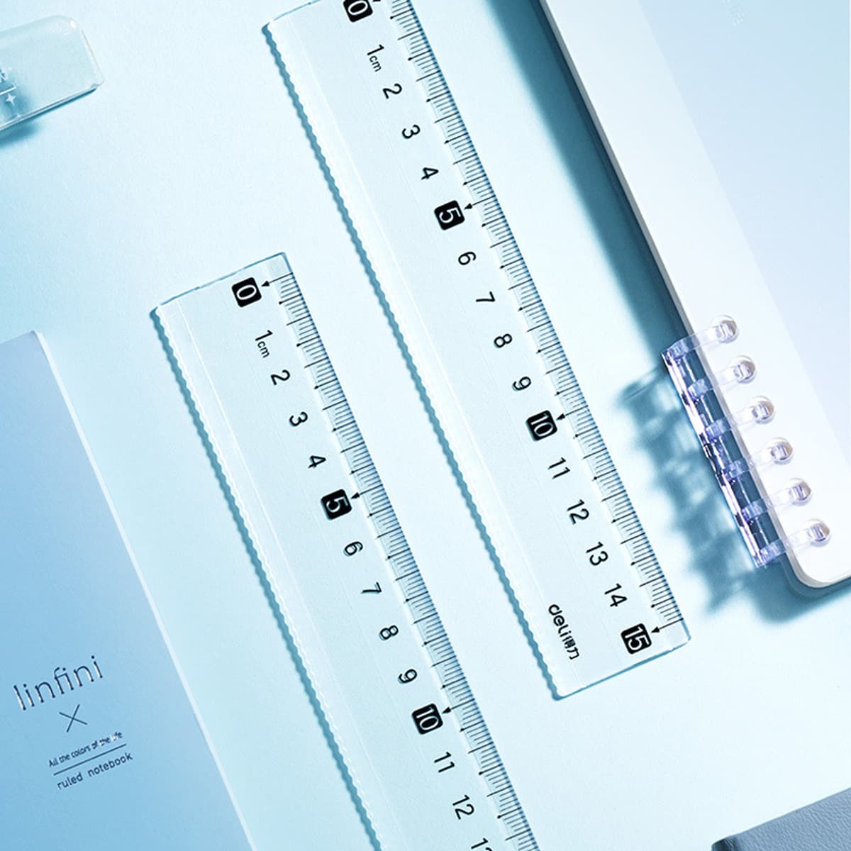 Прозрачная линейка Deli с волнистыми линиями, 15-сантиметовая линейка для учащихся начальной школы, пластиковая линейка для...