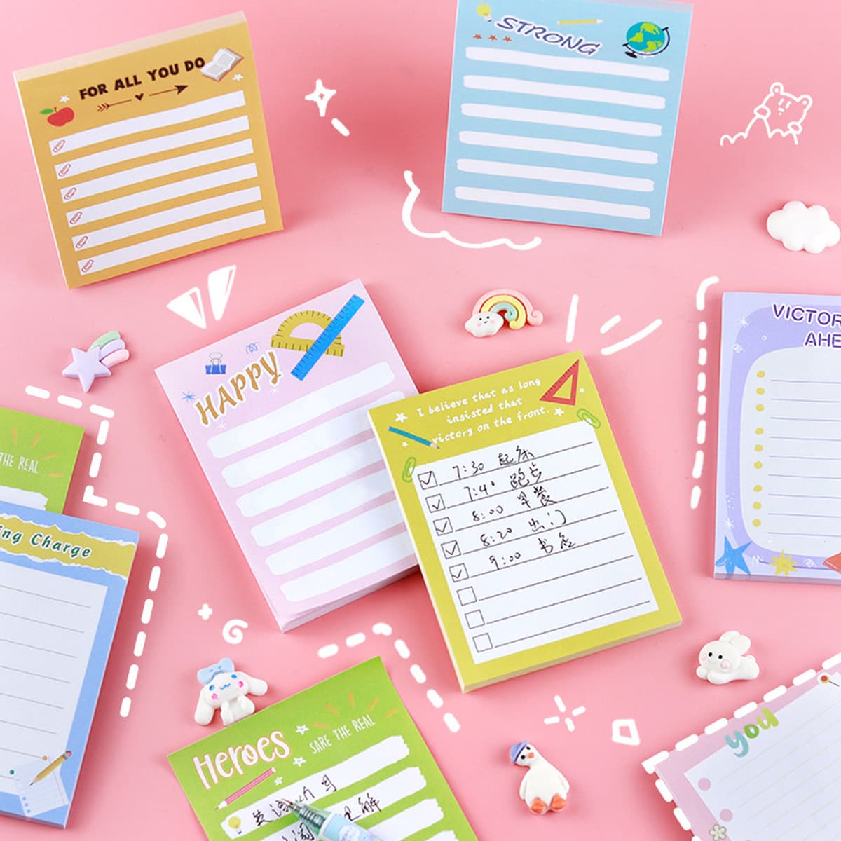 Трансграничный Творческий список Post-It Notes Заметки в виде сердца милой девушки Творческий мультфильм Слеза и паста...