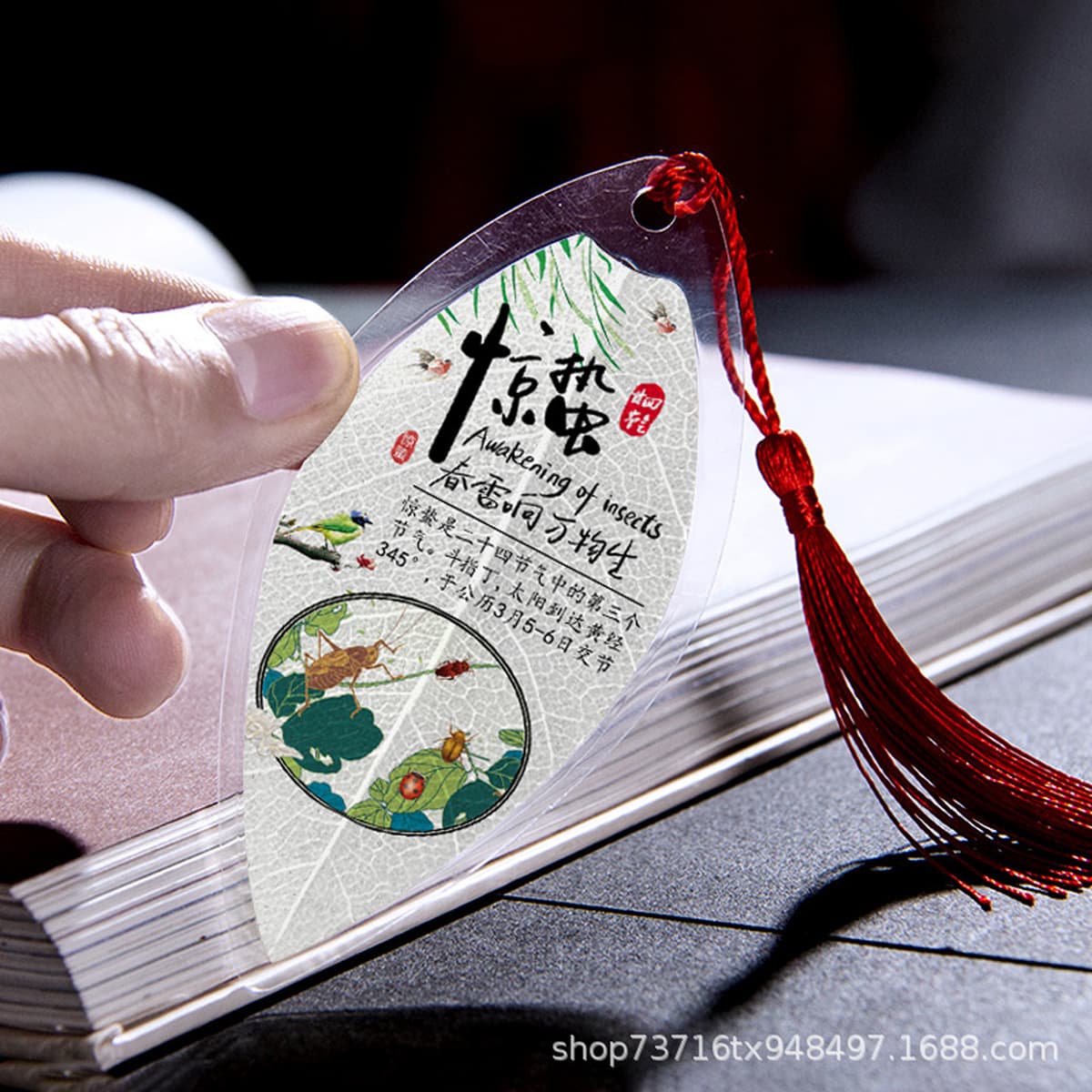 Закладки в китайском стиле с изображением листьев по二十四ому солнечному календарю, настоящие листья, для творчества, подарки...