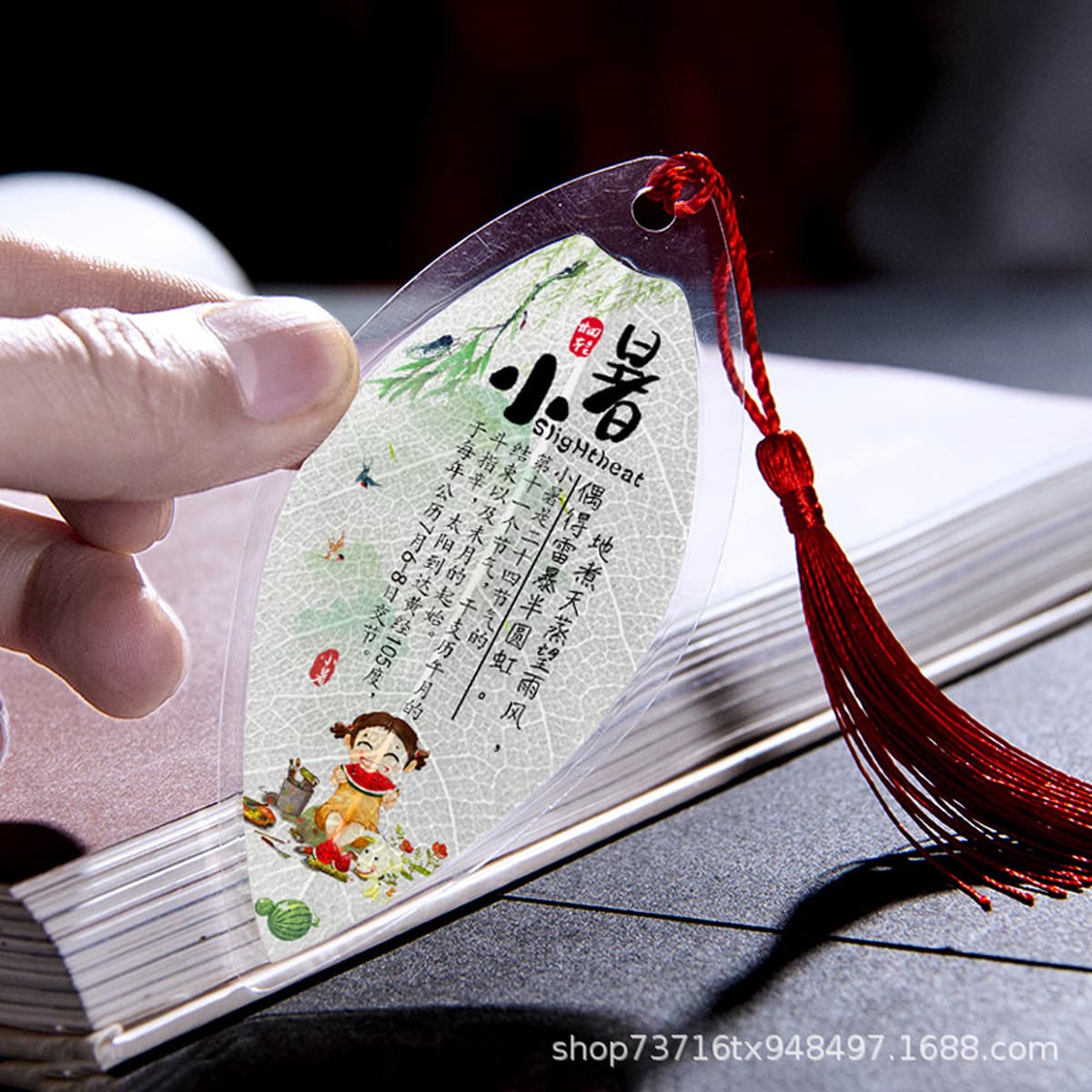 Закладки в китайском стиле с изображением листьев по二十四ому солнечному календарю, настоящие листья, для творчества, подарки...