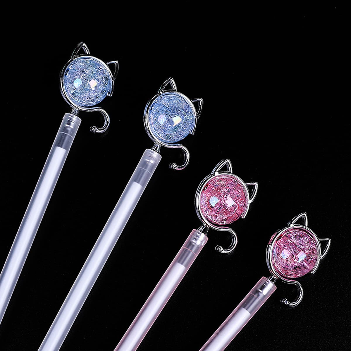 Милый кристалл мультфильм кошка гелевая ручка литейная ручка моделирование ручка студенческие канцелярские принадлежности...